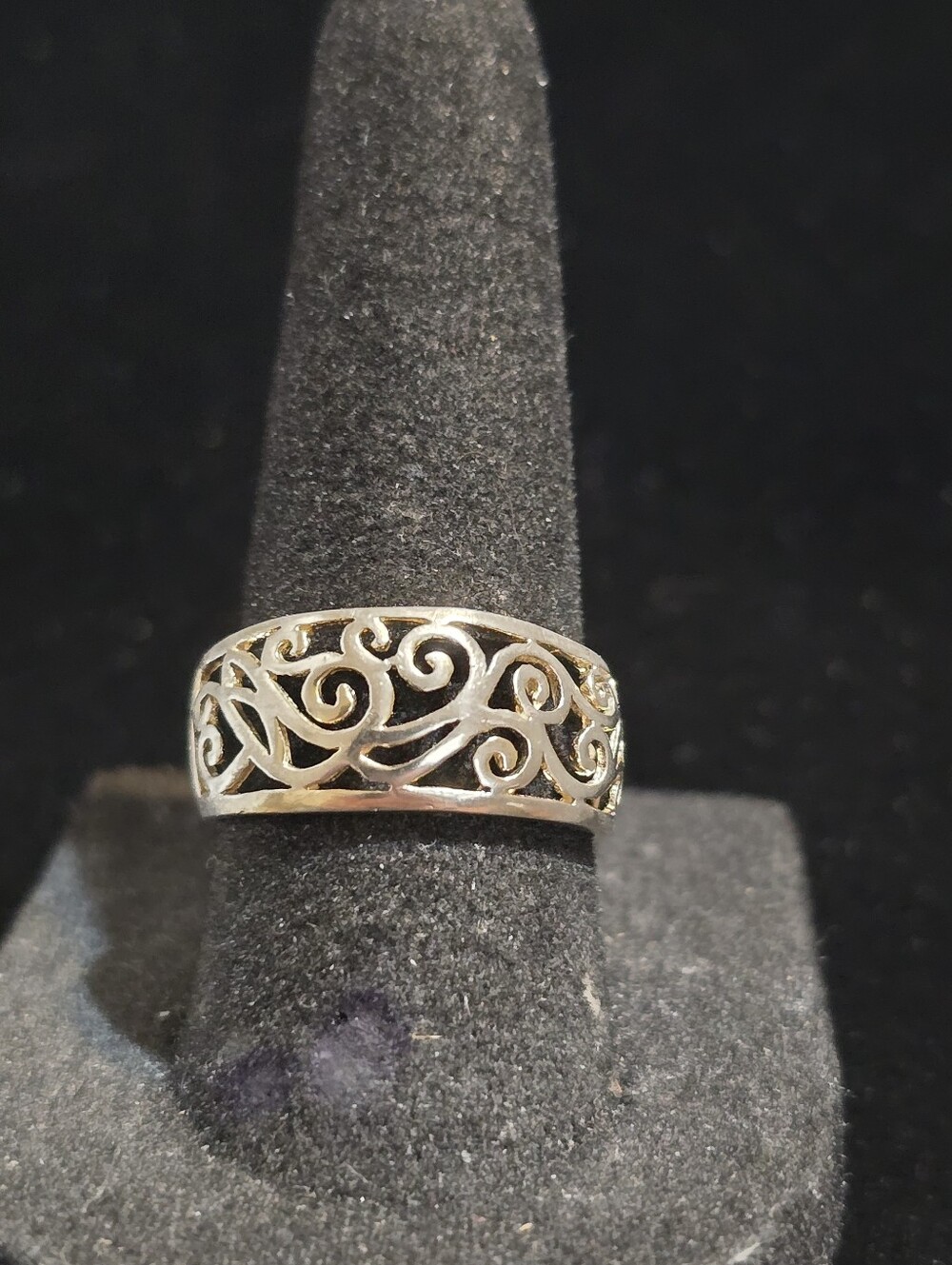 Vintage 'NF' Signed Sterling Silver Filigree Band Ring Size 6.75
